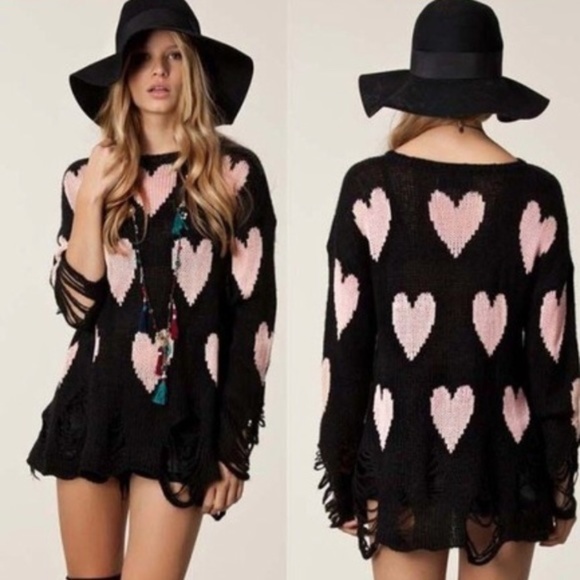 Wildfox Black All Over Love Sweater Size XS - Picture 1 of 5
